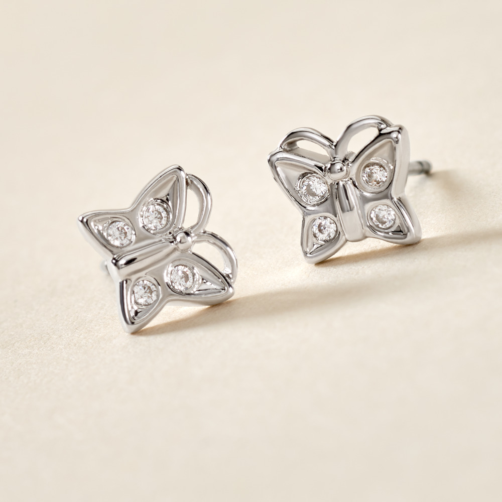 Boucles D'oreilles Puces Farasha Argent Blanc Oxyde De Zirconium - Boucles d'oreilles fantaisie Femme | Histoire d&rsquo;Or