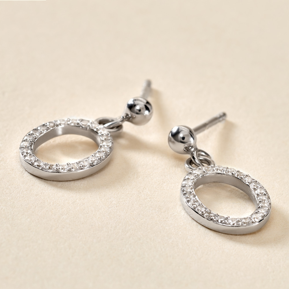 Boucles D'oreilles Pendantes Kimber Argent Blanc Oxyde De Zirconium - Boucles d'oreilles fantaisie Femme | Histoire d&rsquo;Or