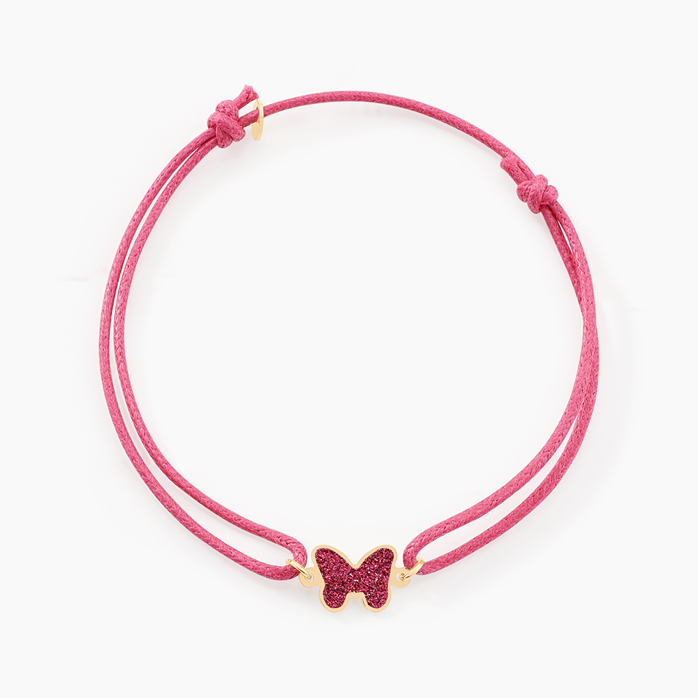 Bracelet Femme Or 18k Avec Cordon Noir Et Papillon - Cadeau Saint-Valentin, Anniversaire - 2