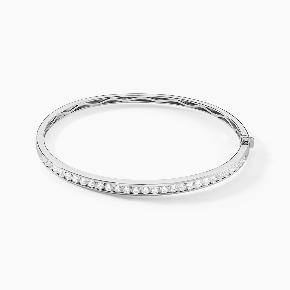 Bracelet Jonc Rail Diamant Cz - Plaqué Or 18K 5 Microns - 65 Mm - Dolly-Bijoux - Neuf Avec étiquettes - Unisexe